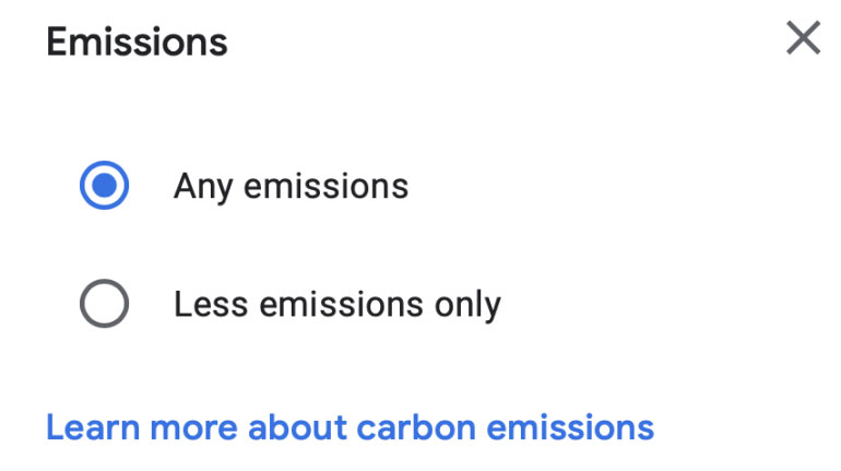 Google Flights Emissions